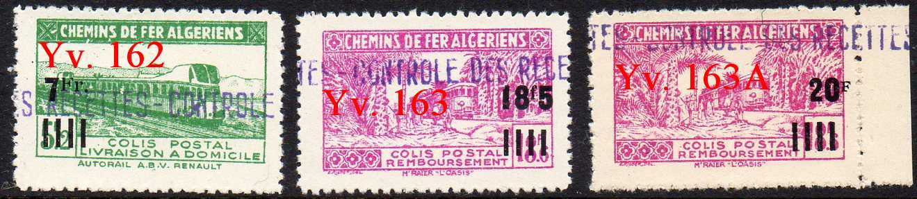 timbres-poste Algerie CP Colis Postal Algeria Railway Parcel Stamps